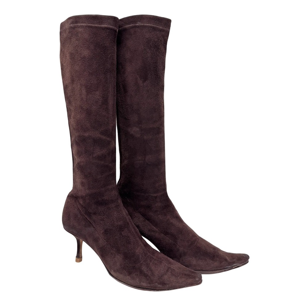 Jimmy Choo Vintage‎ Stevie Boots Coffee Suede IT 37 US 7 Office Siren Archival